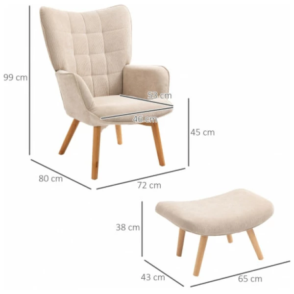 ergonomisk fatolj med fotpall manchester look beige 7