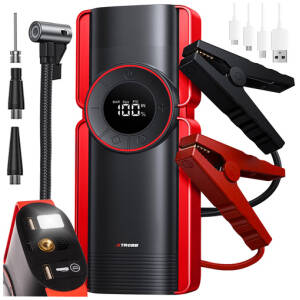 Power Bank Jump Starter 6-i-1 – Startfunktion 10.000 mAh til diesel og benzin, med kompressor og lommelygte