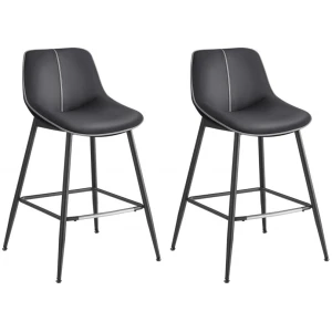 2-pack Barstole Cascade Siddehøjde 62 cm Læder Sort