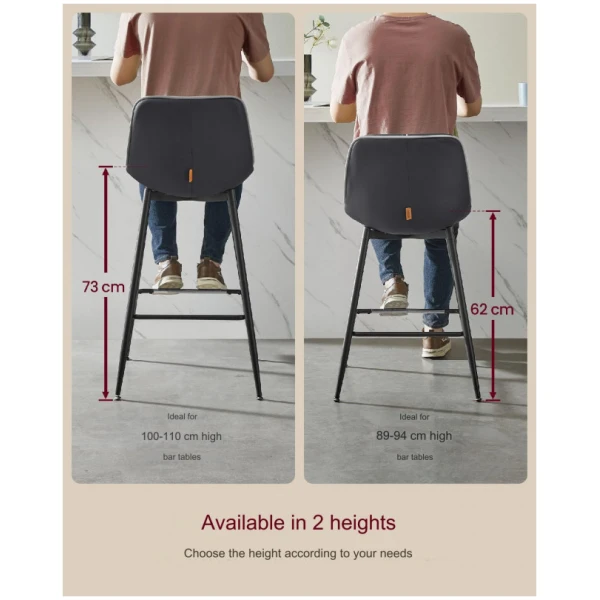 2 pack barstolar sitthojd 73 cm konstlader svart ergonomiskt ryggstod 3