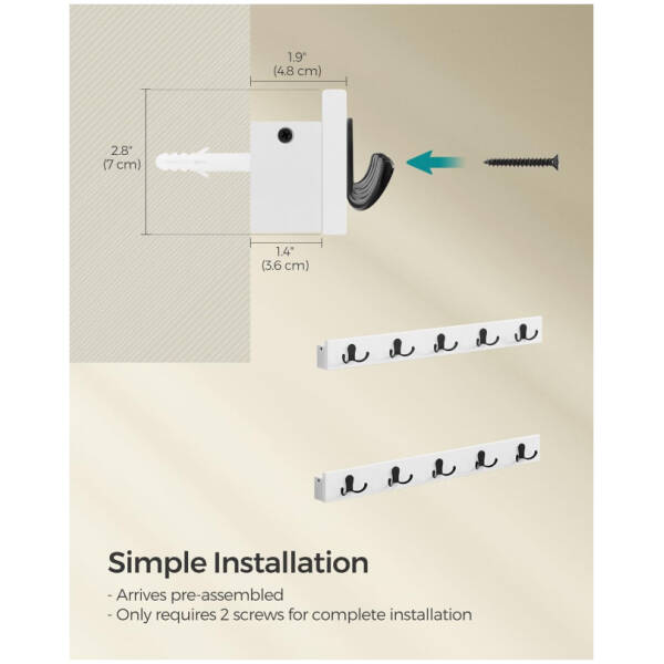 2 pack vagg kladhangare 10 krokar med tavelhylla 70 cm vit 5