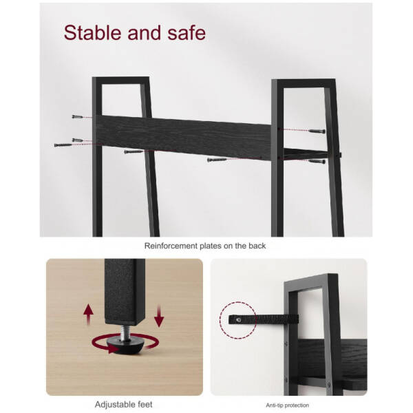 bokhylla steghylla 4 plan svart 80 x 30 x 170 cm 6