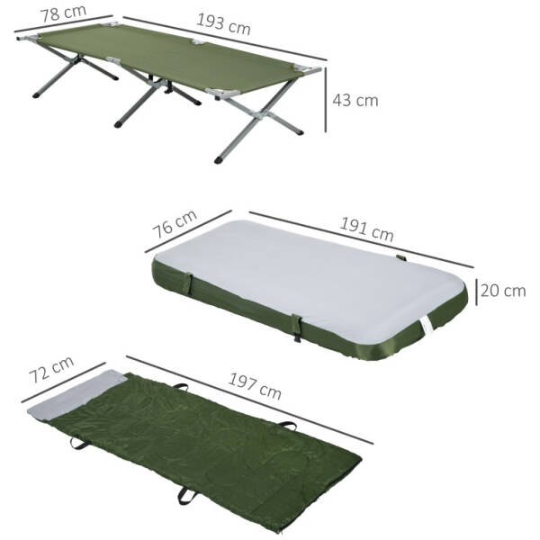 campingsang med madrass 193 x 86 x 43 63 cm gron 2