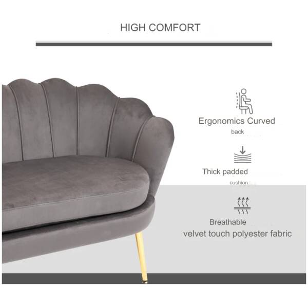 elegant loungesoffa 2 sits glamour sammet gra 5