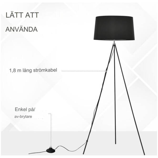 golvlampa tripod metall svart h 156 cm 4