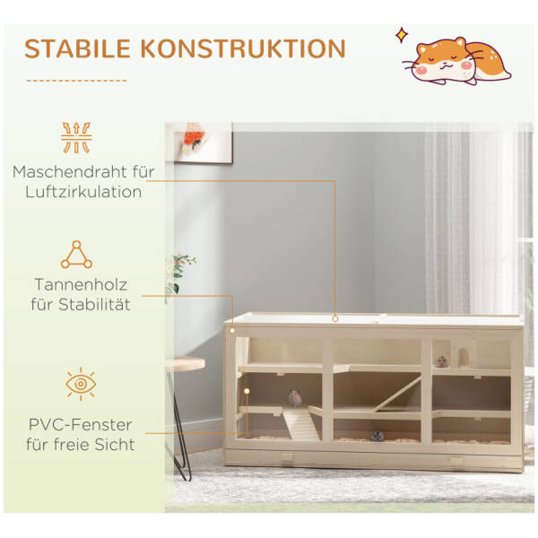 hamsterbur i tra med trappor 115 x 57 x 55 cm 4