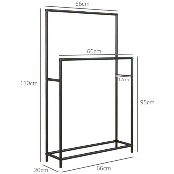 handduksstall fristaende metall svart 66 x 20 x 110 cm 2