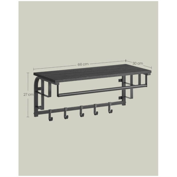 hatthylla med kladhangare och stang industriell svart 66 x 30 x 27 cm 1