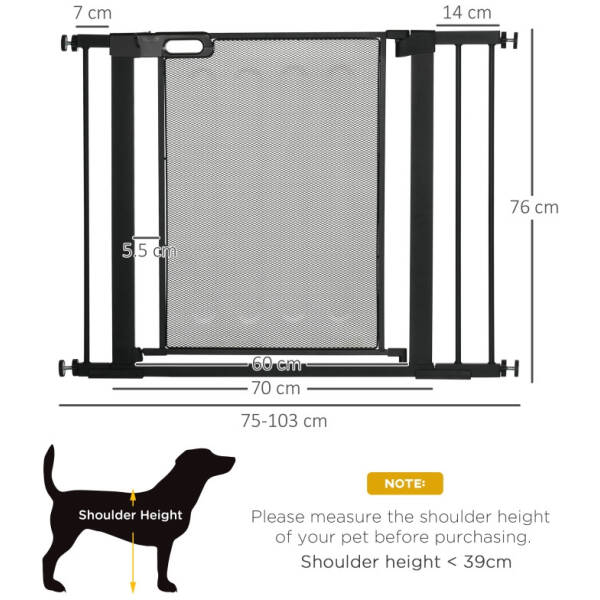 hundgrind justerbar 75 103 cm svart 3