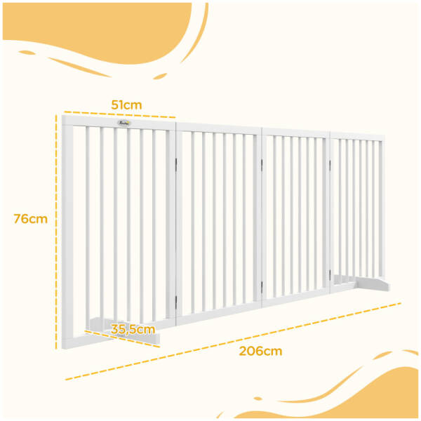 hundgrind vikbar fristaende 4 panel traram 206 x 355 x 76 cm vit 5