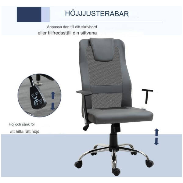 kontorsstol hojdjusterbar ergonomisk lader gra 2