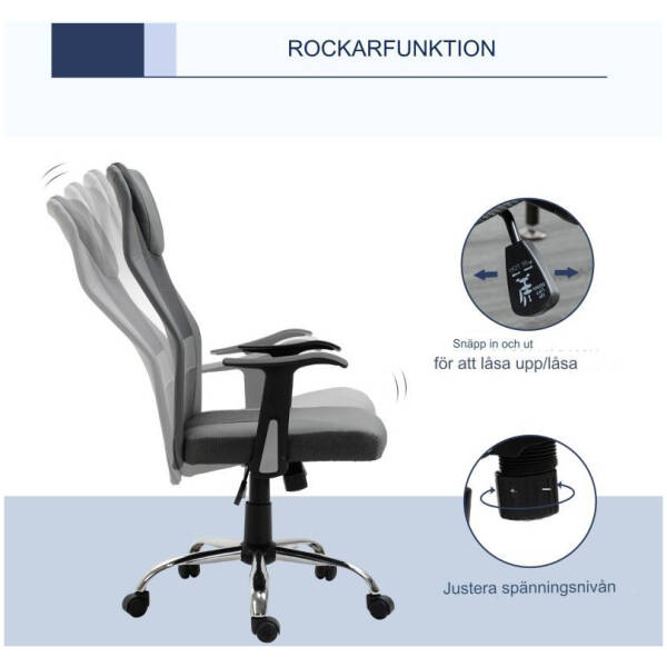 kontorsstol hojdjusterbar ergonomisk lader gra 3