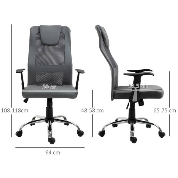 kontorsstol hojdjusterbar ergonomisk lader gra 8