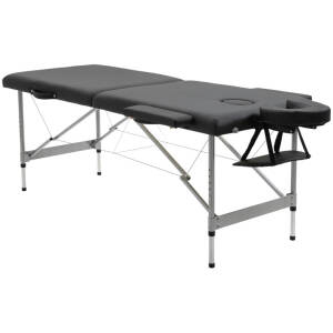 Sammenklappelig massagebænk 186 x 71 x 83 cm – Sort Læder