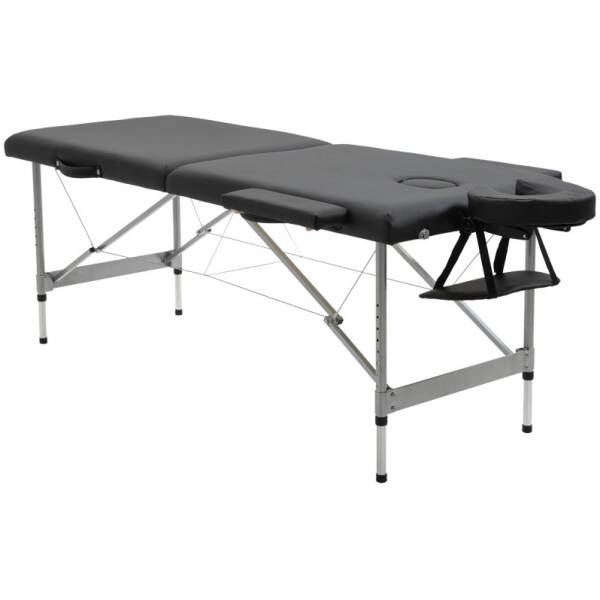 Sammenklappelig massagebænk 186 x 71 x 83 cm – Sort Læder