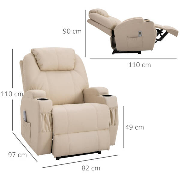 massagefatolj avslappningsstol beige lader 82 x 97 x 110 cm 8