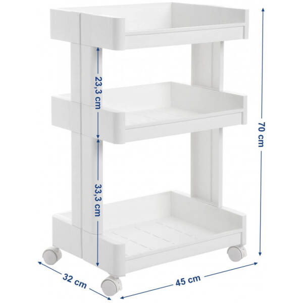rullvagn med hjul 3 nivaer vit 5