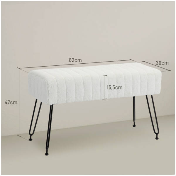 sangbank kramvit fuskpals med svart metallben 82 x 30 x 47 cm 3