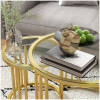 sidobord set 2 guld bord med glasskiva o60 x 47 o40 x 42 cm 7