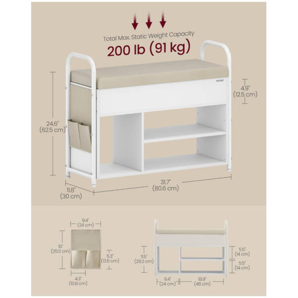 skobank med kudde forvaring barhandtag 806 cm b vit 2