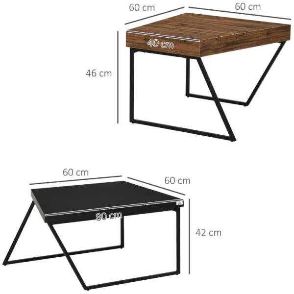 soffbord set 2 bord industriell design svart tra 2