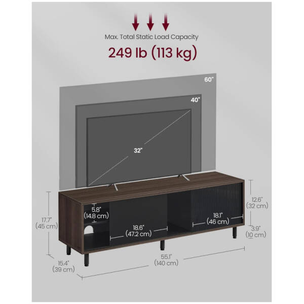 tv bank avalon rafflat glas modern brun svart 140 x 39 x 45 cm 2