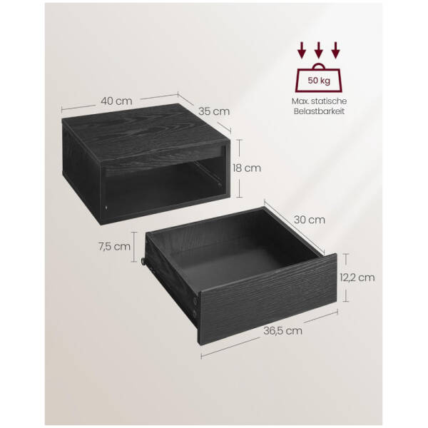 vagghangda sangbord 2 pack med lada led belysning 40 x 35 x 18 cm svart 2