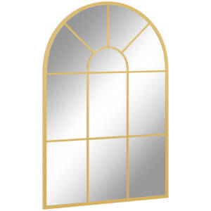 Vægspejl med metalramme – vinduesdesign, guld – 91 x 60 cm