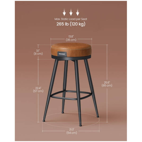 x2 barstolar 360 roterande brun lader ekho sitthojd 65 cm 4